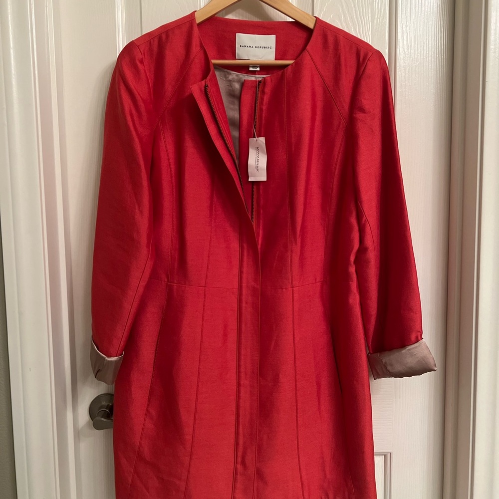 Coral Banana Republic Blazer Front Zipper Size L New with Tag